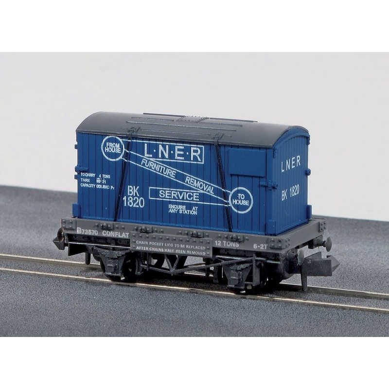 LNER Furniture Removals Conflat Wagon with Container