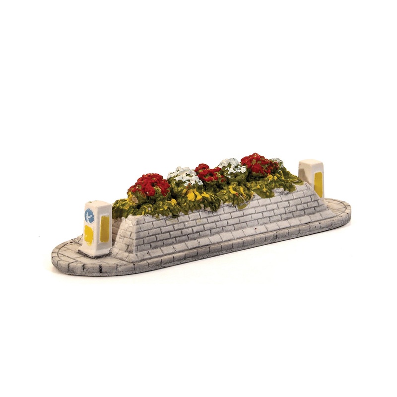 Long Traffic Island with Flowering Shrubs