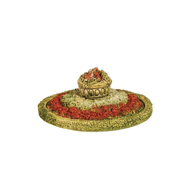 Round Flower Bed with Box Hedge and Ornate Urn