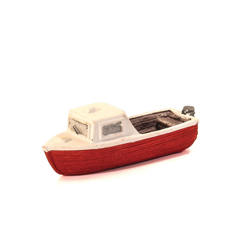 Red Motor Boat with small cabin