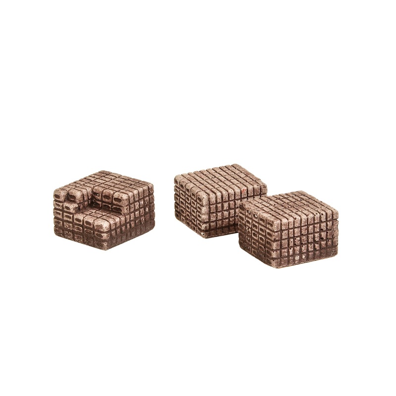 Three Stacks of Red Bricks