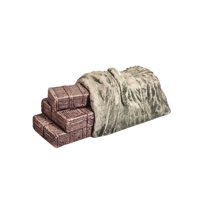 Wooden Crates with Rolled Back Tarpaulin