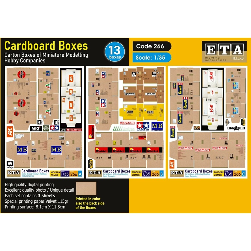 1/35 scale Cardboard Boxes – Carton Boxes of Miniature Modelling Hobby Companies