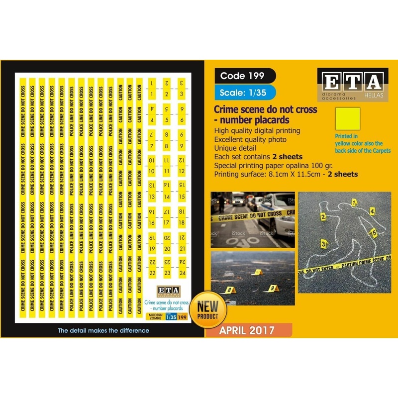 1/35 scale Crime Scene Do not cross – number placards