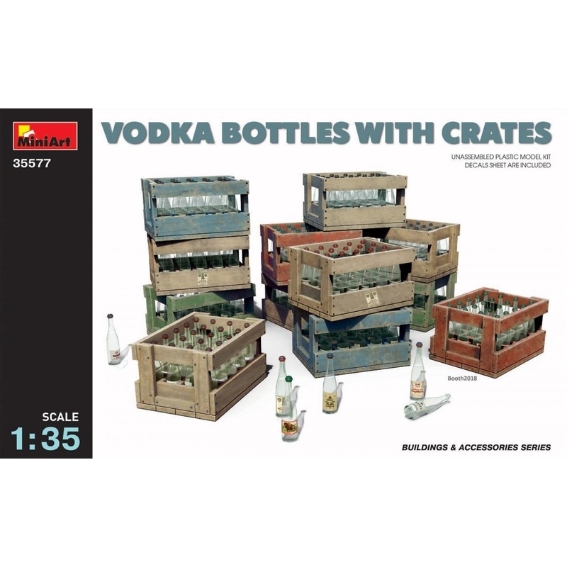 1/35 scale Miniart model kit Vodka and Schnapps Bottles with Crates