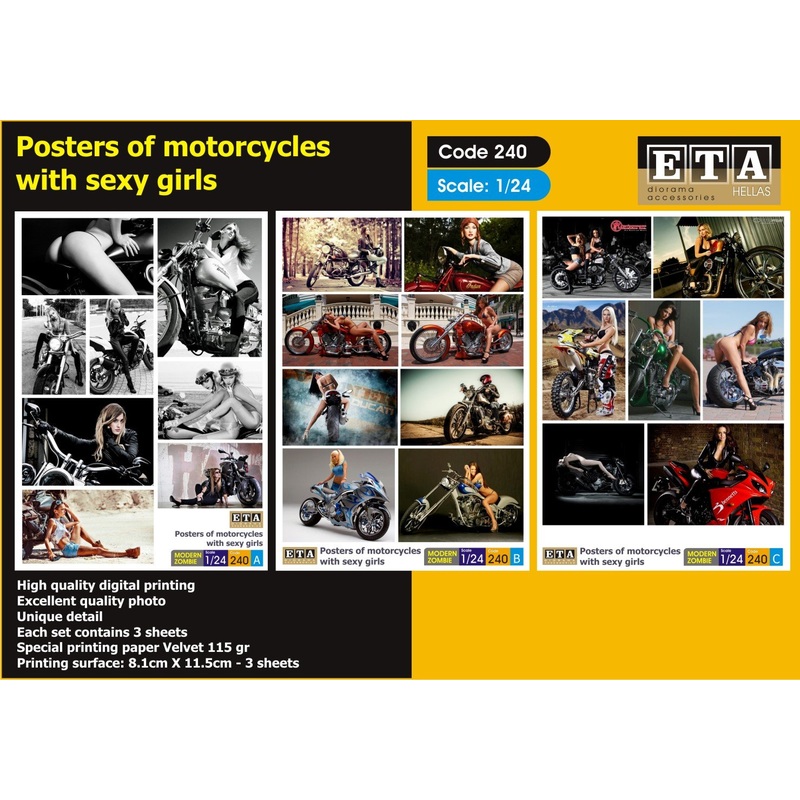 1/24 Posters of motorcycles with sexy girls