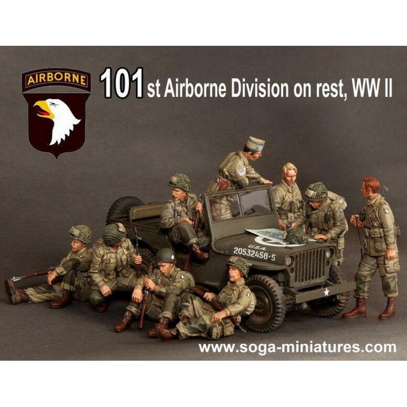 1/35 Scale 101st Airborne Division on rest, WW II (9 figure set)