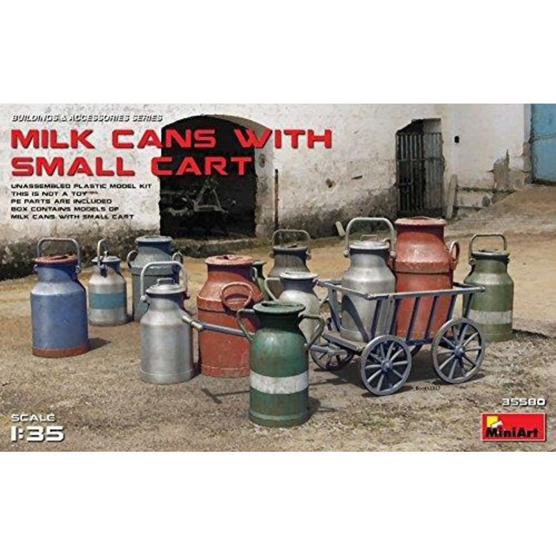 1/35 scale Miniart model kit Milk Cans with Small Cart