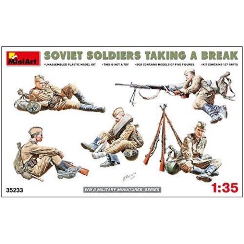 1/35 scale Miniart model kit WW2 Soviet Soldiers taking a break.