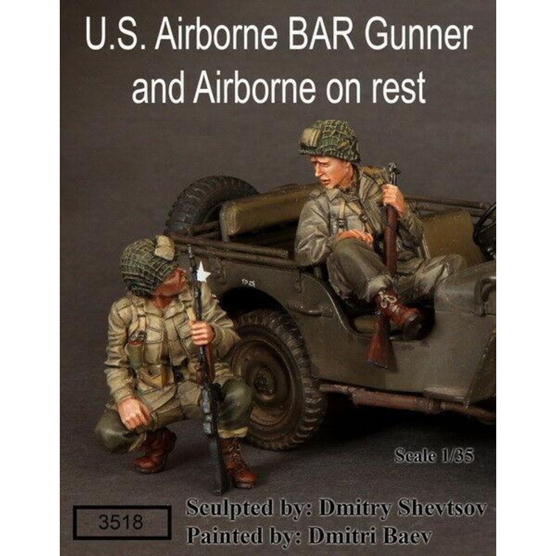 1/35 Scale resin kit U.S.Airborne BAR Gunner and Airborne on rest Figures