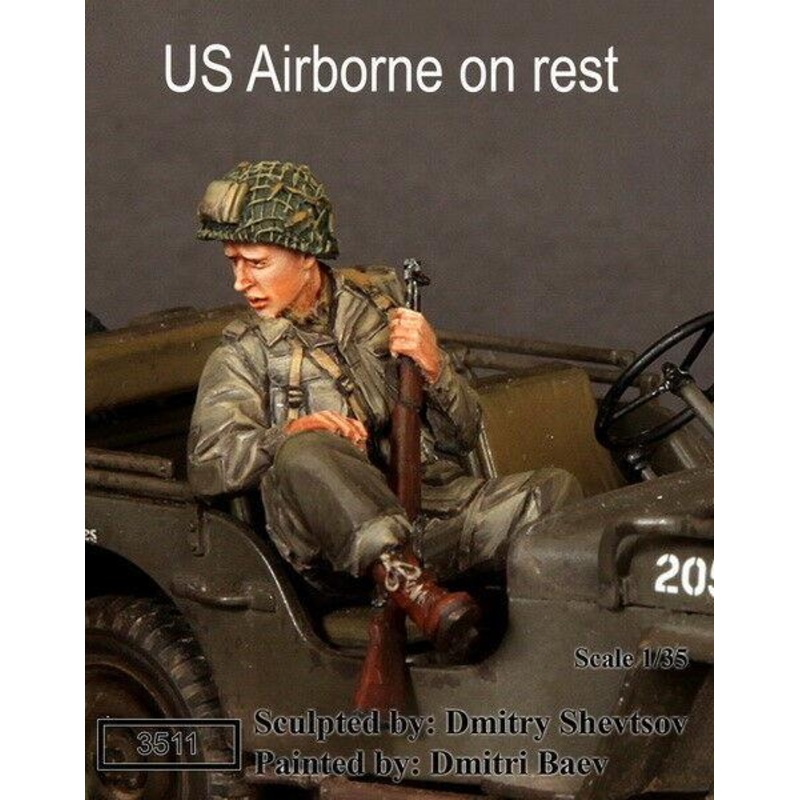 1/35 Scale resin kit WW2 U.S. Army Airborne on rest sitting in jeep