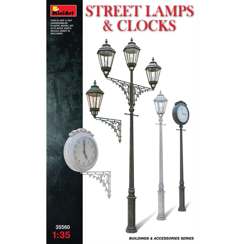 1/35 Scale resin model kit  Street lamps and clocks