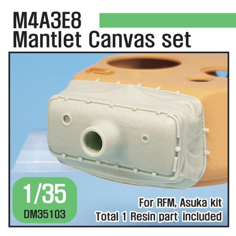 1/35 scale resin model kit US M4A3E8 Sherman Mantlet canvas cover set (for RFM, Taska/Asuka kit 1/35)