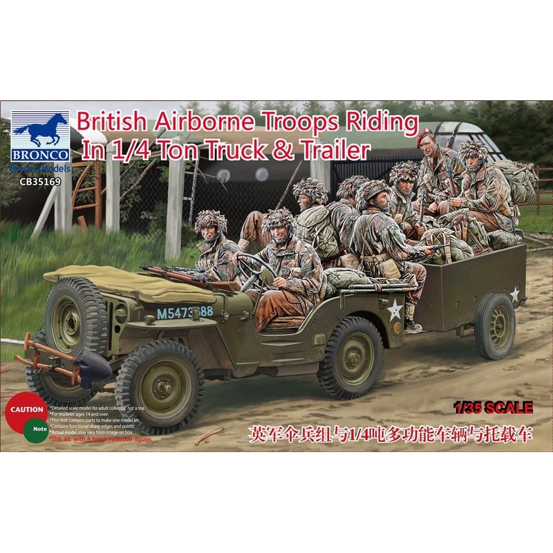 1/35 Scale British Airborne Troops Riding in 1/4 ton Truck and Trailer Includes the Airborne modified 1/4 ton Truck, airborne