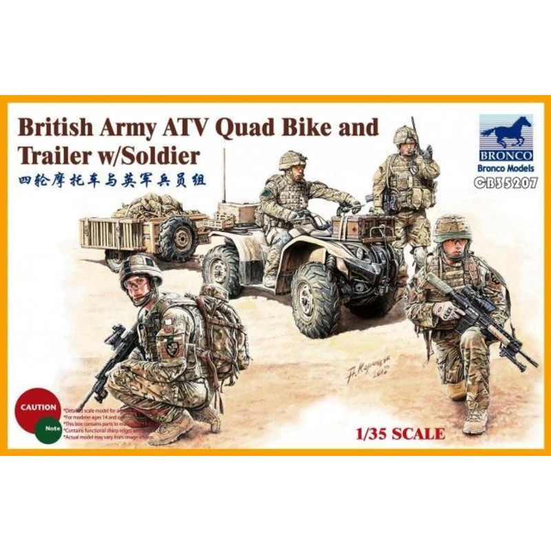 1/35 Scale Bronco kit Modern British ATV Quad and trailer