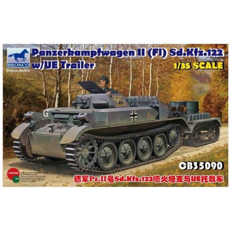 1/35 Scale Bronco kit Panzerkampfwagen II (F1) with UE Trailer