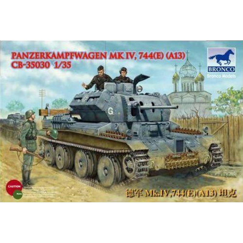 1/35 Scale Bronco kit WW2 German Panzerkampfwagen Mk IV 744 [A13] and UE Fuel Tank Trailer