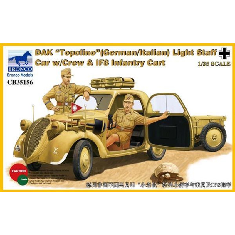 1/35 Scale DAK Topolino (German/Italian) Light Staff Car with Crew IF8 Infantry Cart