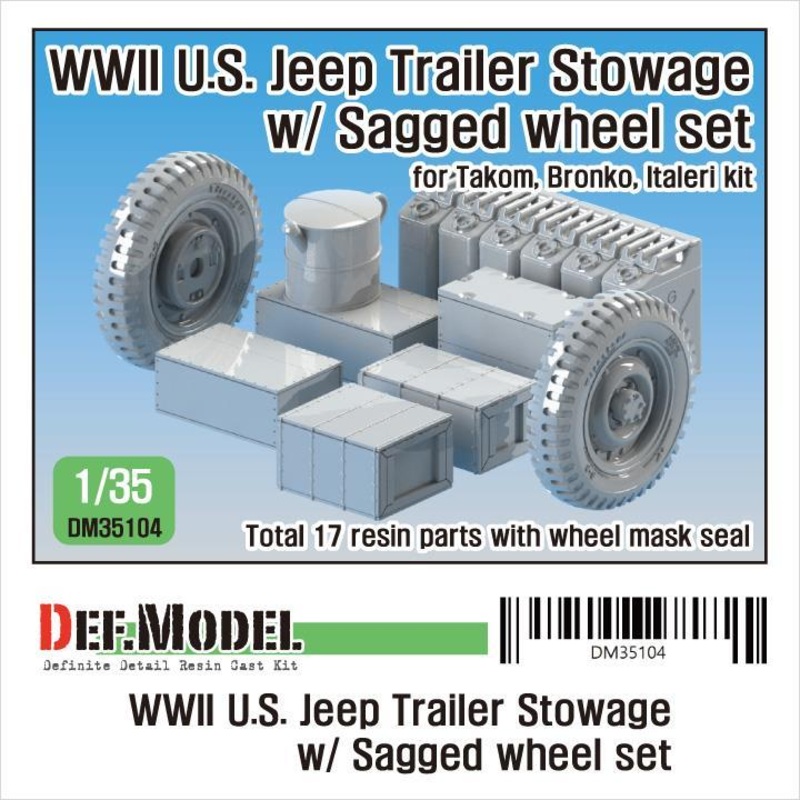 1/35 scale resin model kit WW2 US Willys Jeep trailer stowage set (for Takom, Italeri, Bronko kit 1/35)