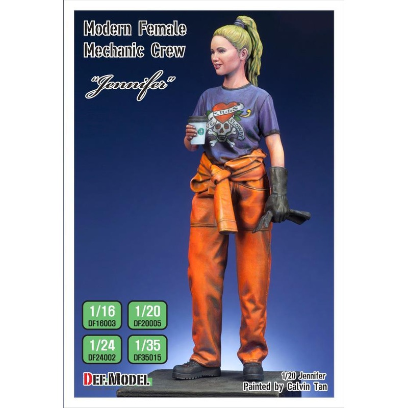 1/35 scale model kit Female Mechanic crew Jennifer w/ base 1/35