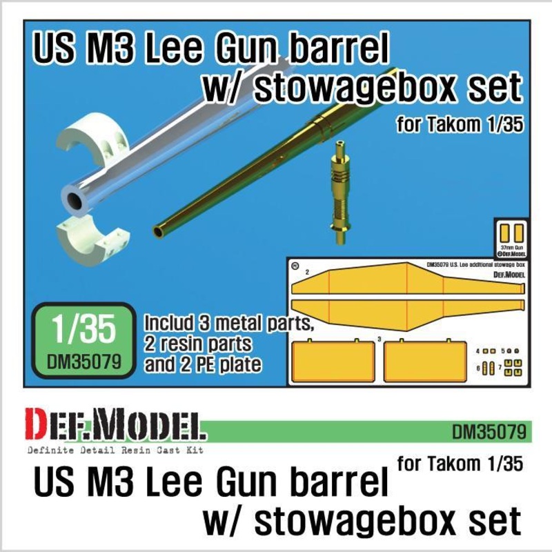 1/35 scale model kit US M3 Lee/ Grant Gun barrel w/ additional toolbox set (for Takom 1/35)