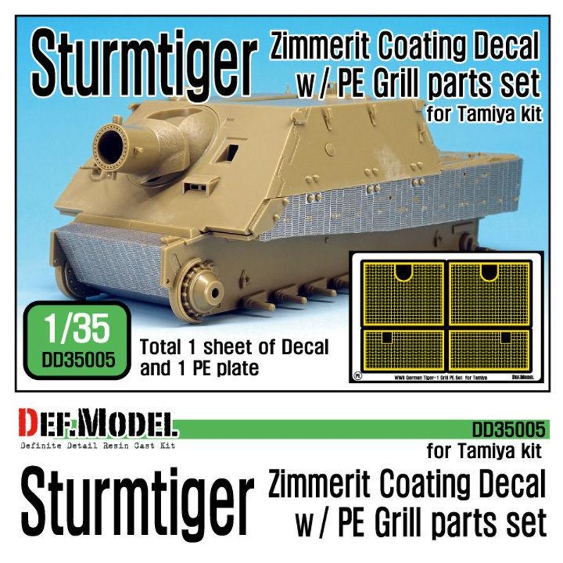 1/35 Scale model kitSturmtiger Zimmerit Decal w/ PE grill set