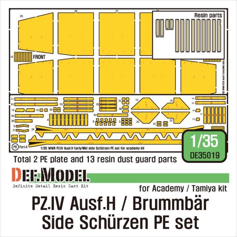 1/35 scale photoetched upgrade setPZ.IV Ausf.H Early/Mid Side Schurzen PE set (for Academy, ETC 1/35)
