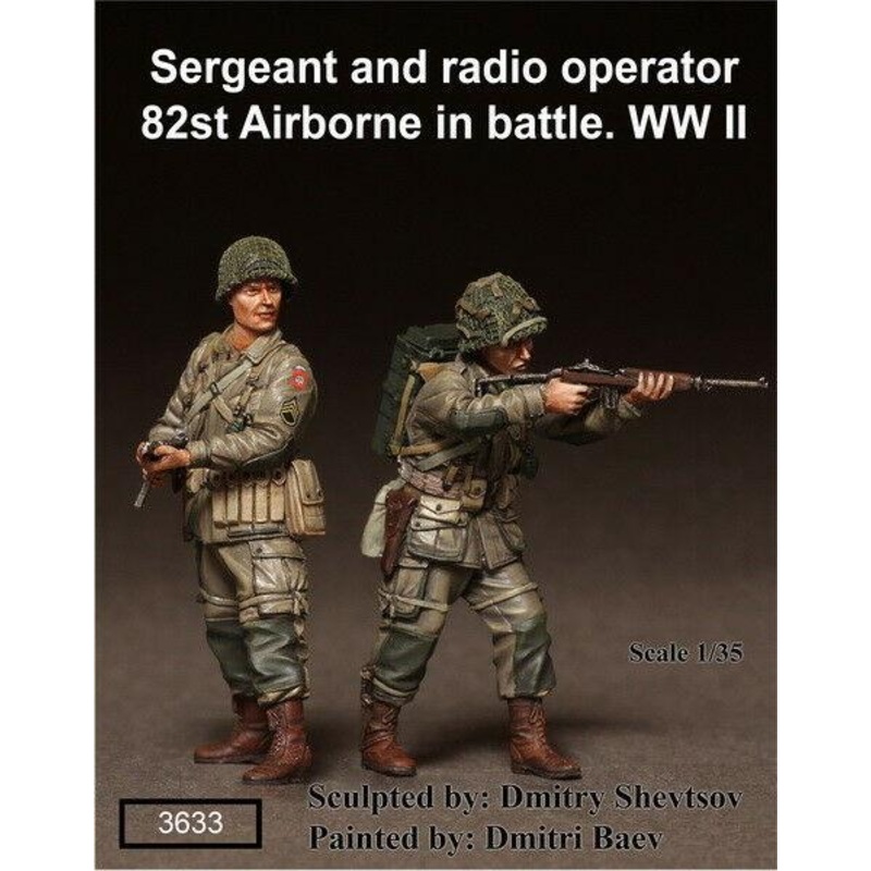 1/35 Scale Resin Figure kit WW2 US Sergeant and radio operator 82st Airborne in battle