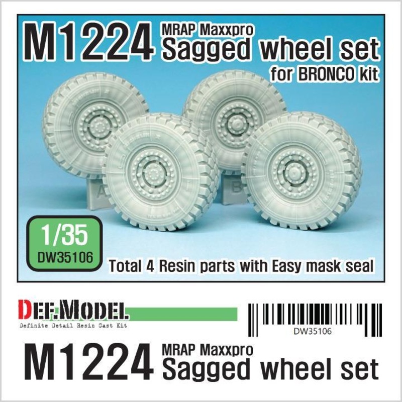 1/35 Scale resin model kit U.S M1224 MRAP M-pro Sagged wheel set (for Bronco 1/35)