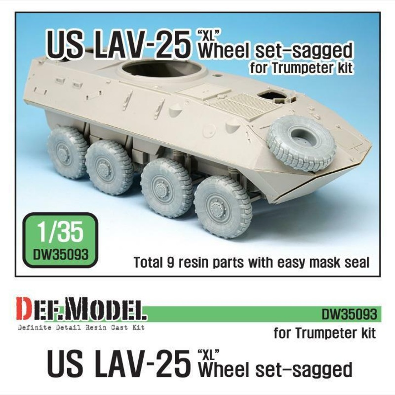 1/35 Scale resin model kit US LAV-25 XL Sagged wheel set (for Trumpeter 1/35)