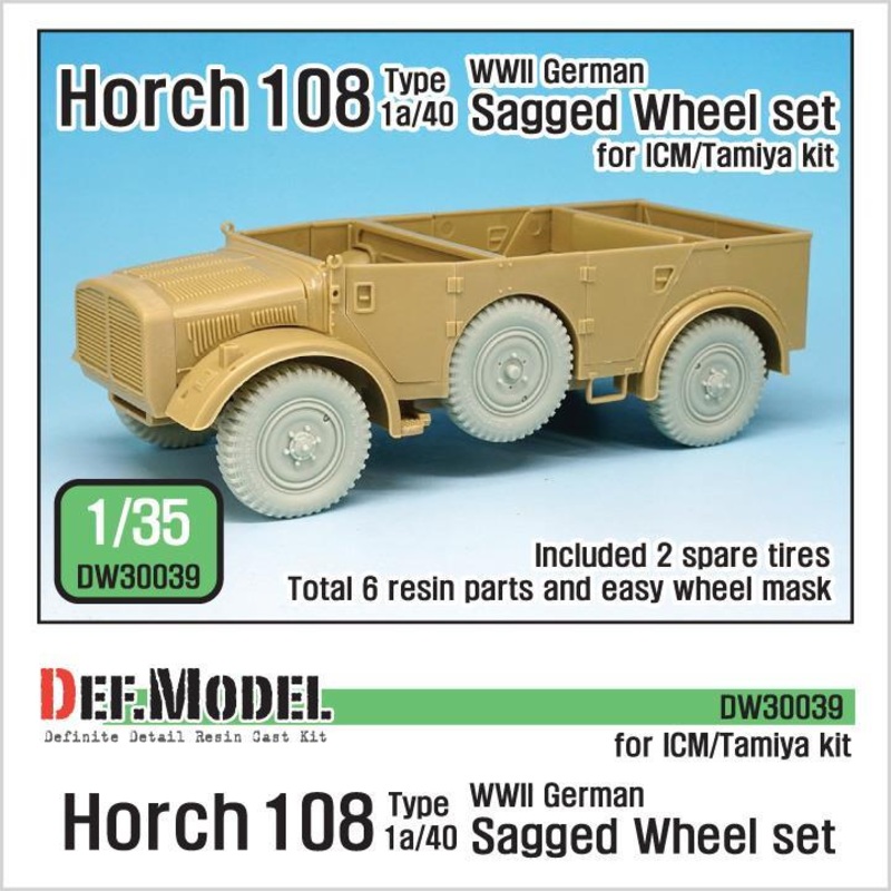 1/35 scale resin model kit WW2 German Horch 108 typ 1a/40 Sagged Wheel set ( for ICM/Tamiya 1/35)