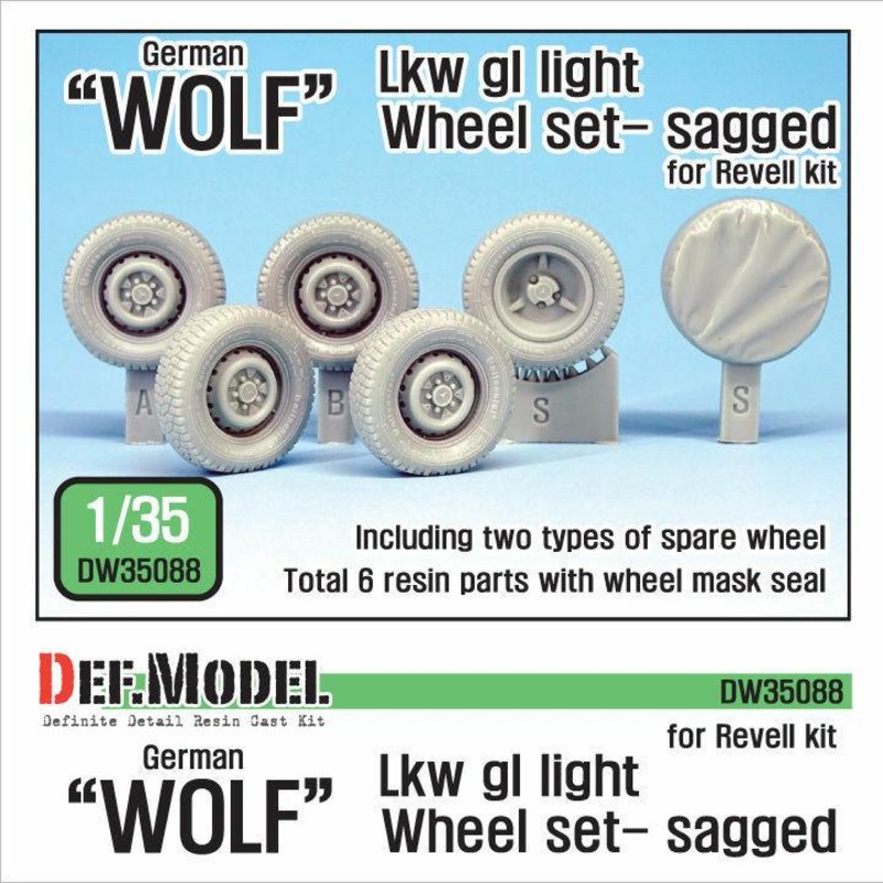1/35 Scale resin model kitGerman ‘Wolf’ Lkw GL Light Sagged Wheel set (for Revell)