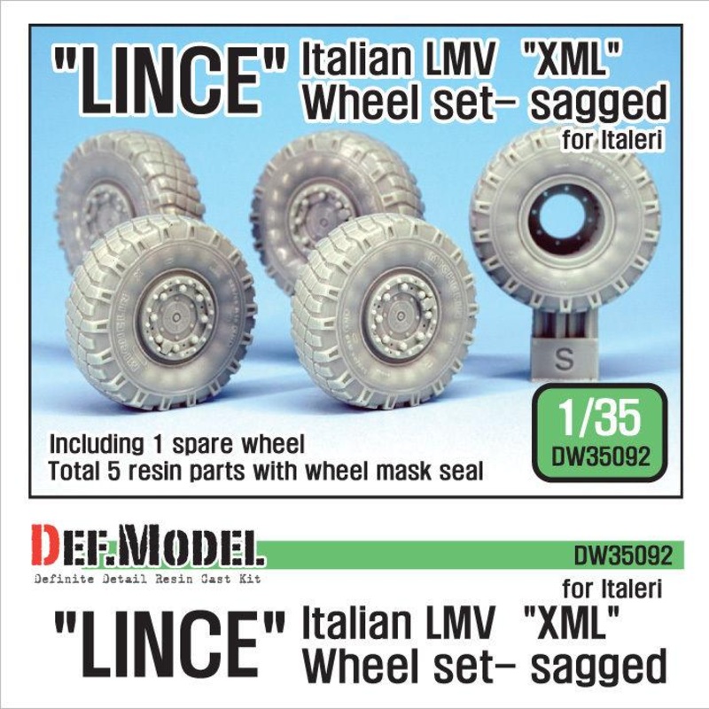 1/35 Scale resin model kittalian LMV Lince Mich.’XML’ Sagged Wheel set (for Italeri)
