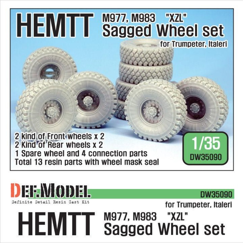 1/35 Scale resin model kitUS HEMTT XZL M977, M983 Sagged Wheel set (for Trumpeter/Italeri)