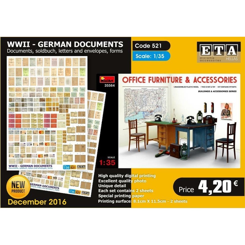 1/35 Scale WW II Documents Documents, Soldbuch, Letters and Envelopes, Forms