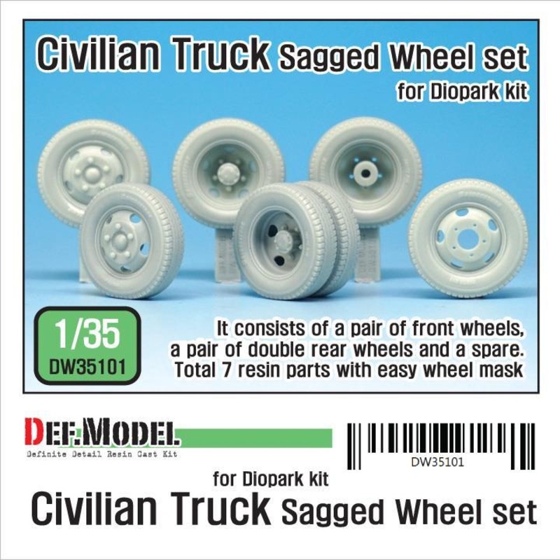 1/35 Scale resin model upgrade kit Civilian Truck Sagged Wheel Set