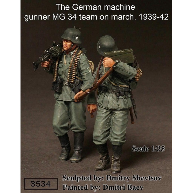 1/35 Scale The German Machine Gun MG 34 team on march.1939-42