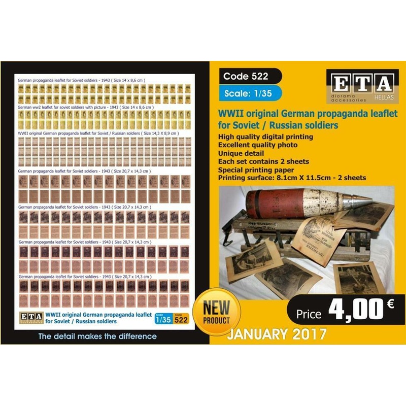 1/35 Scale WW II original German propaganda leaflet for Soviet/Russian soldiers