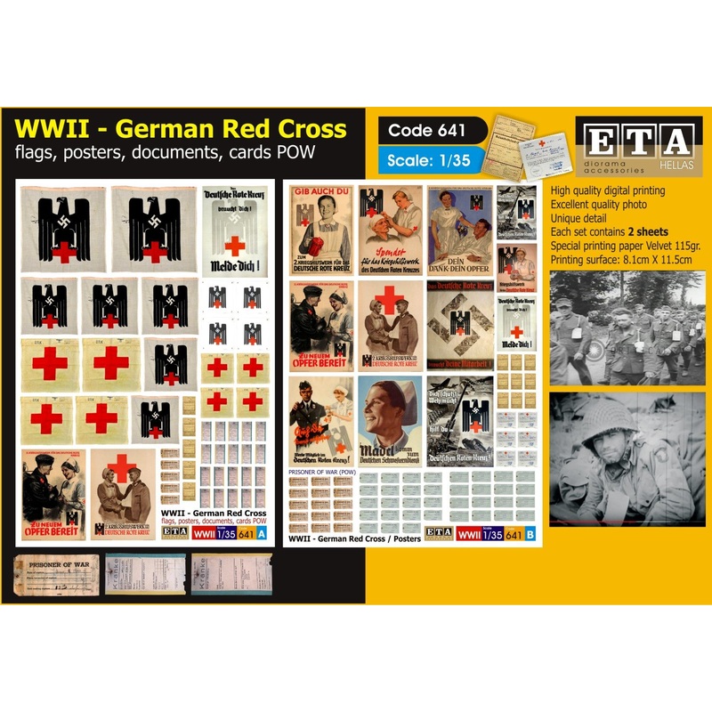 1/35 scale WW2 German Red cross Posters, Flags etc
