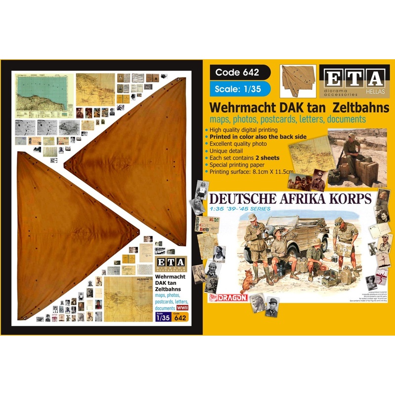 1/35 scale WW2 German Wehrmacht DAK tan Zeltbahns #1