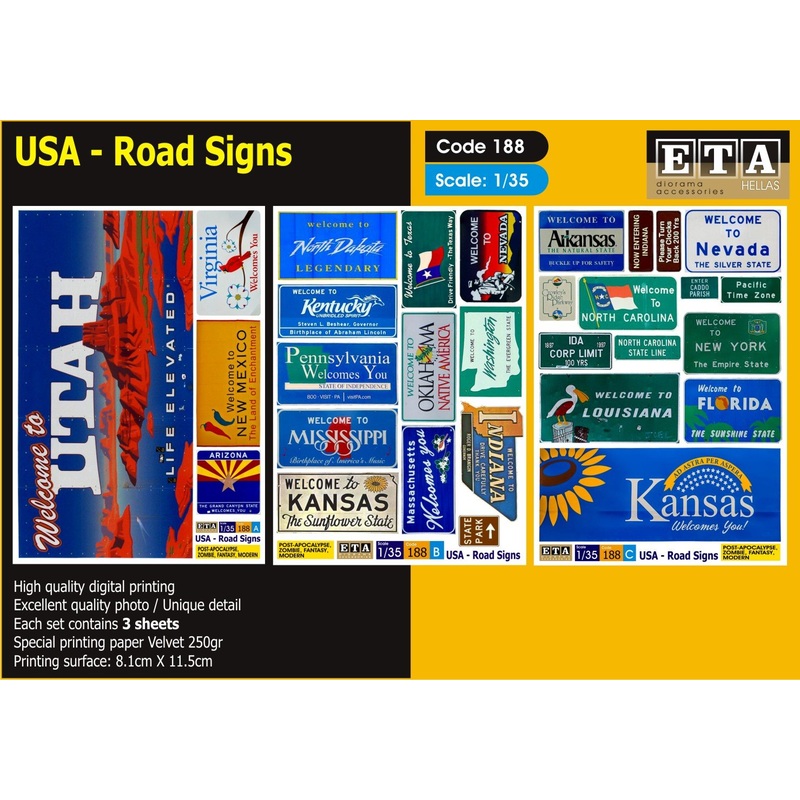 1/35 scaleUSA Road signs Sate welcomes