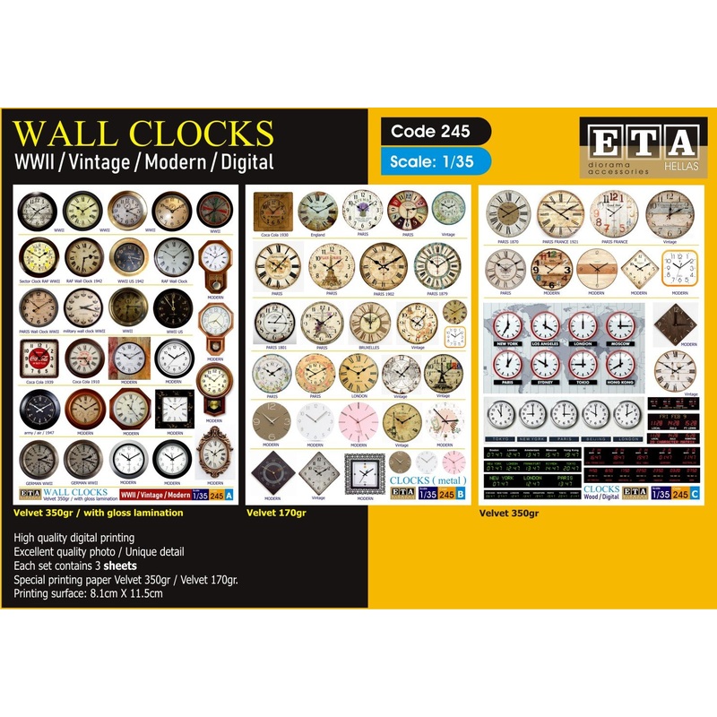 1/35 scaleWW2 to Modern Wall clocks