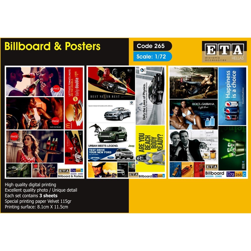 1/72 scale Modern Billboards and posters