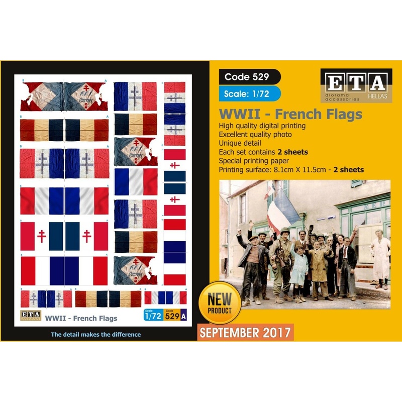 1/72 Scale WW II French Flags