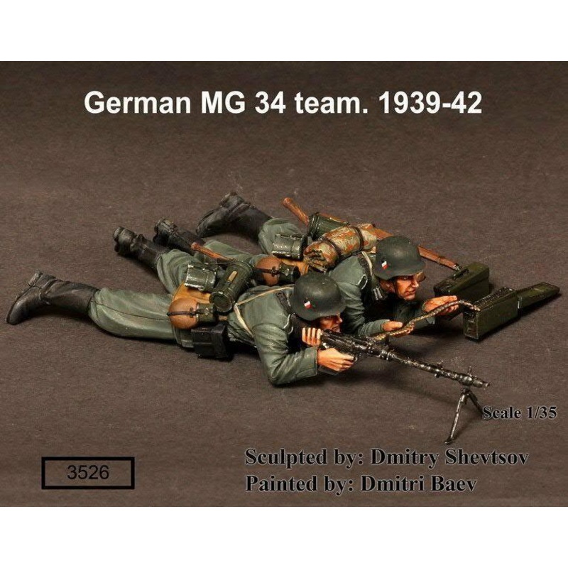 1/35 Scale WW2 German Machine Gunner MG 34 Team 1939-42