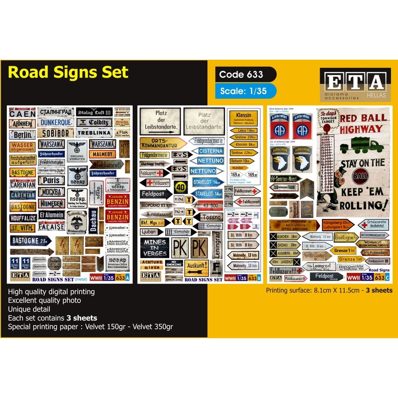 1/35 scale WW2 Road signs set