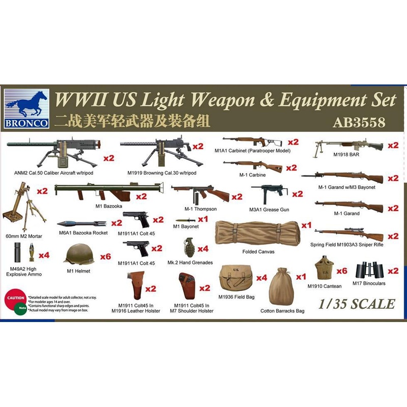 1/35 Scale WWII US Light Weapon Equipment Set