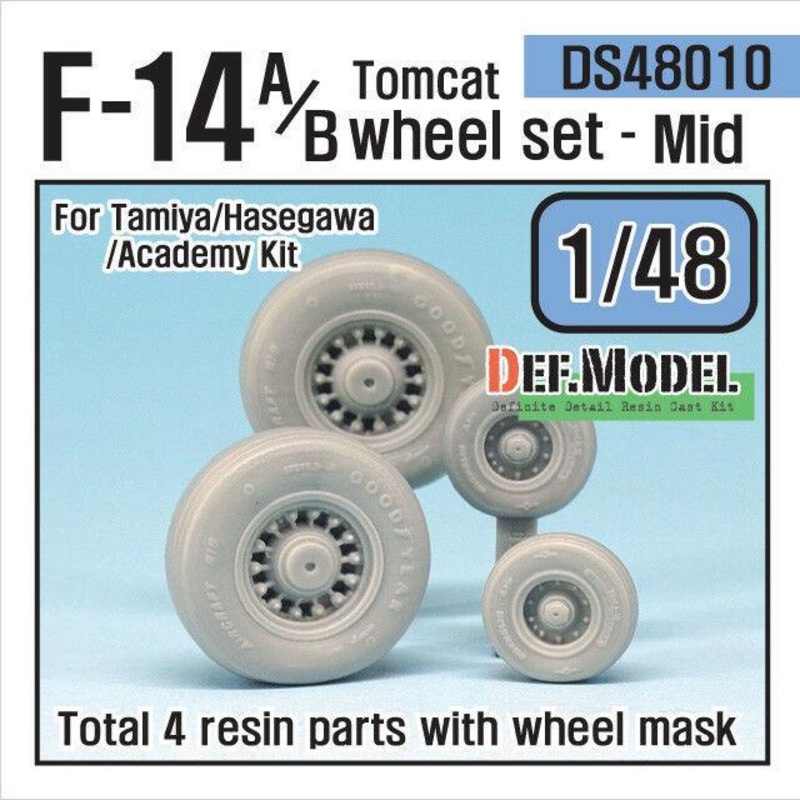 1/48 Scale resin model kit F-14A/B tomcat sagged wheel set- Mid. (for Tamiya/Hasegawa 1/48)