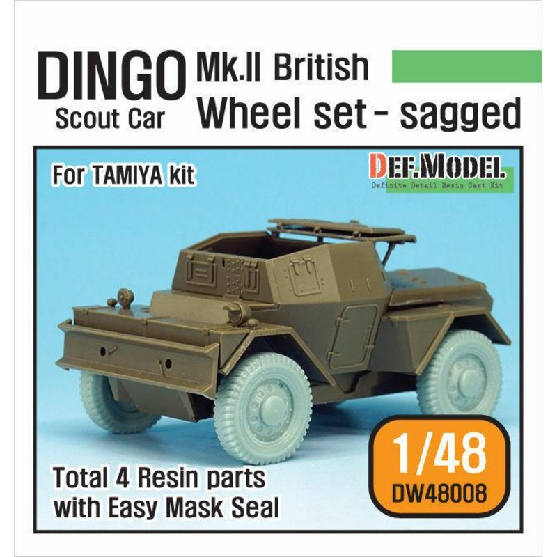 1/48 Scale resin model kitW2 British Dingo Mk.II Sagged Wheel set (for Tamiya)