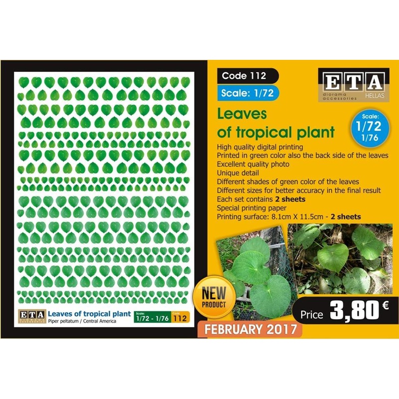 1/72 and 1/76 scale Leaves of tropical plant
